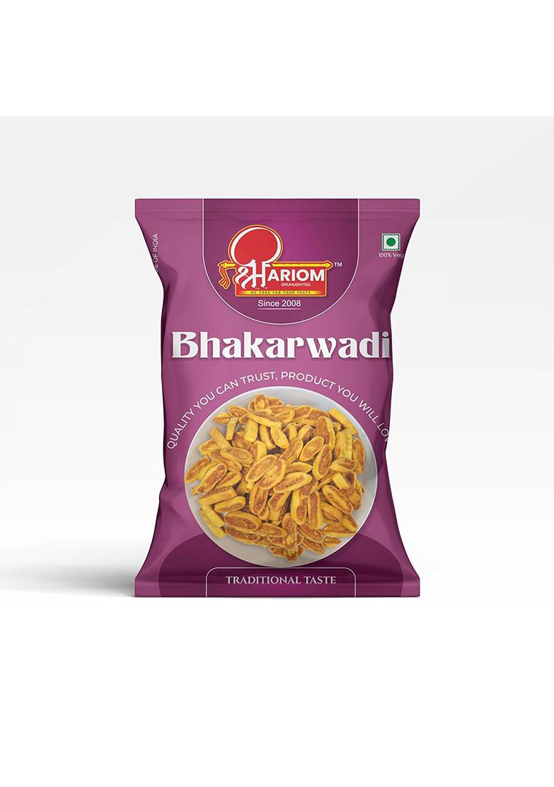 Shree Hariom Gruhudhyog Special Crunchy Masala Bhakarwadi | Long Crispy And Soft Sticks |Fresh & Tea Time Namkeen Savory Snack 475 Grams