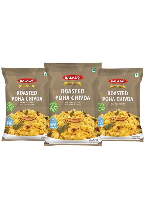 Balasa Roasted Poha Pack Of 3 Pcs 200G Each | Chivda Chiwda Fresh, Tasty & Healthy For Health Ready To Eat Homemade Rice Flakes Seasoned With Sugar Spices Diet Pohaa (Pack 3)