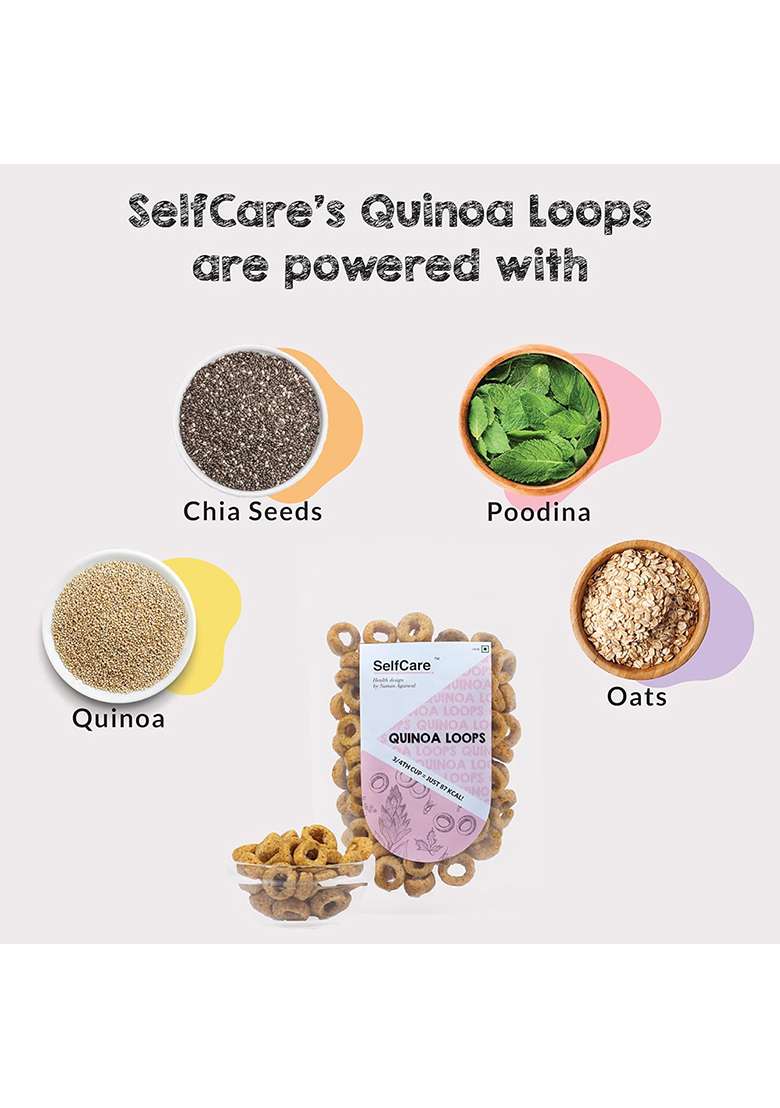 Selfcare By Suman Agarwal Quinoa Loops & Jowar Munch - (Combo Pack) | Roasted No Added Sugar Gluten Free Savoury Snacks Namkeen Grocery Crunchy Chatpata Tae Time Travel Friendly - Indya