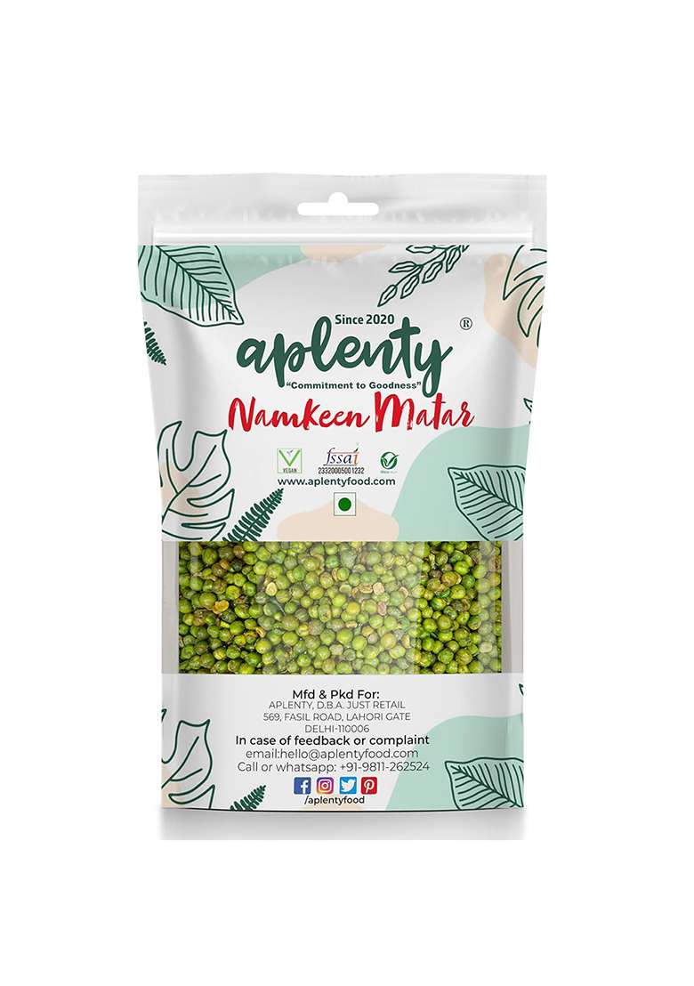 Aplenty Roasted Green Peas (Crunchy) | Salted & Masala (Namkeen Matar) Dried Matar Snacks 400G - Indya