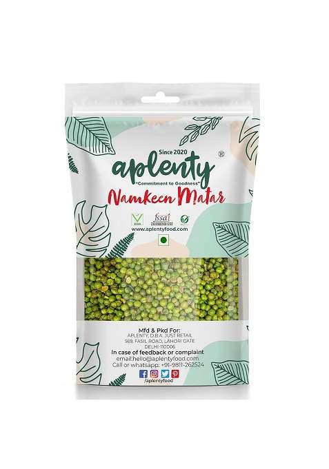 Aplenty Roasted Green Peas (Crunchy) | Salted & Masala (Namkeen Matar) Dried Matar Snacks 400G
