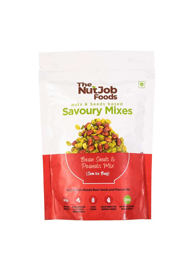 The Nutjob Sem Ke Beej - Bean Seeds & Peanuts Mix Spicy Namkeen, Tea Snack Nuts (250G) - Indya