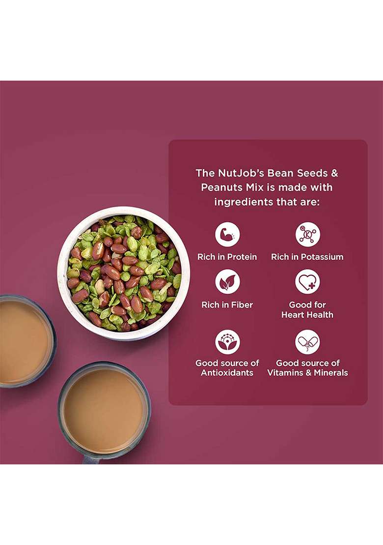 The Nutjob Sem Ke Beej - Bean Seeds & Peanuts Mix Spicy Namkeen, Tea Snack Nuts (250G) - Indya
