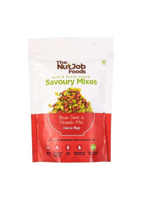 The Nutjob Sem Ke Beej - Bean Seeds & Peanuts Mix Spicy Namkeen, Tea Snack Nuts (250G)