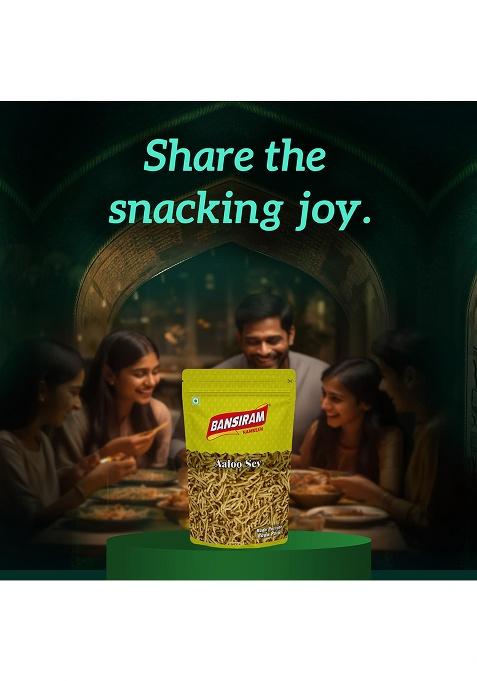 Bansi Ram Bansiram Aloo Sev | Authentic Indian Bhujia Namkeen Crispy & Light Potato Snack Delicious Spiced Ready-To-Eat Savory Perfect For Tea Time, Travel Anytime Munching 400G Pack