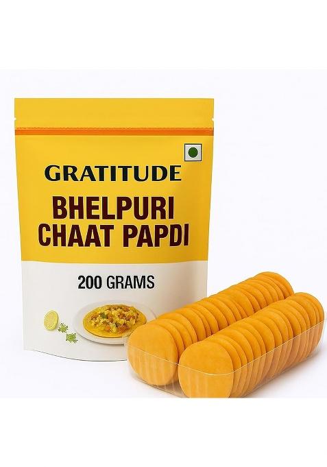 Gratitude Bhelpuri Chaat Papdi | Crispy Indian Snack Made From Wheat Flour Fssai Certified 100% Vegetarian 200G Pack Authentic Street-Style For Festive & Diy