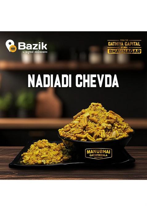 Manubhai Gathiyawala Nadiadi Chevda Namkeen | Savory Snack Mix Traditional Indian Mixture Packed In Resealable Pouch Ready-To-Eat For Snacking Or Serving -250G