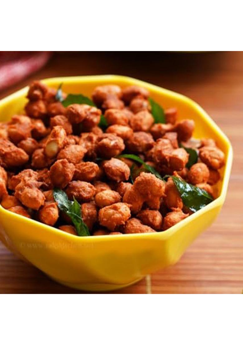 Luska Kanyakumari Spicy Hot Crunchy Masala Coated Roasted Peanuts Snacks Namkeen | 1 Kg (1000 Grams) Traditional South Indian Kadalai Zero Cholesterol