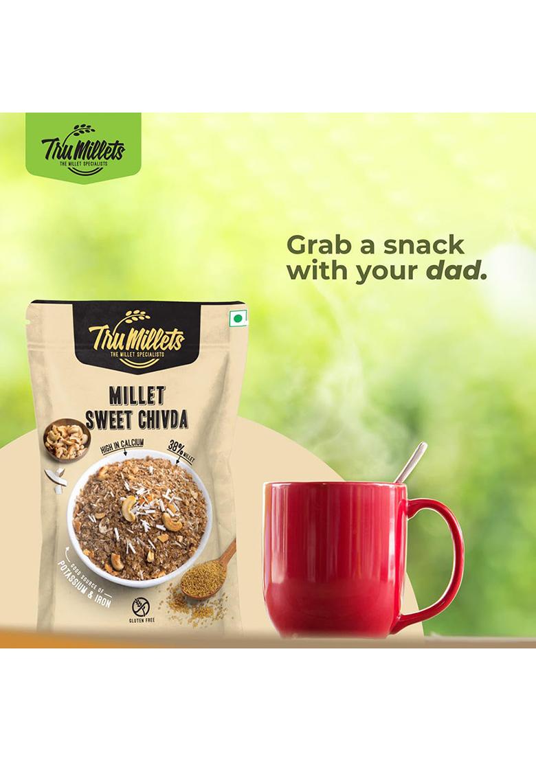 Trumillets 125Grm(Pack Of 2),Healthy And Hygienic Kodo Millet Snack,Sweet Mixture,High In Protein,Iron,Calcium,& Fiber, Flakes With Jaggery, Copra, Cashew, Elaichi & Ghee,Healthy Gluten-Free Snack,Wholesome Nutritious South India | No Preservative Palm Oil