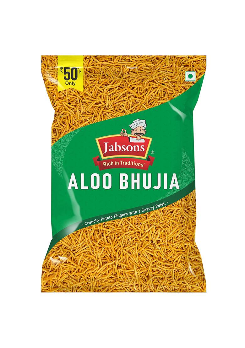 Jabsons Aloo Bhujia 160G | Spicy & Crunchy Potato Sev Snack Indian Namkeen, Tea-Time Zero Transfat Cholestrol