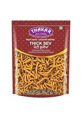 Thakar Special Khokha Thick Sev | Jadisev 1X300G Spicy Namkeen Stick Made With All Natural Ingredients Perfect Topping For Foods Sabji