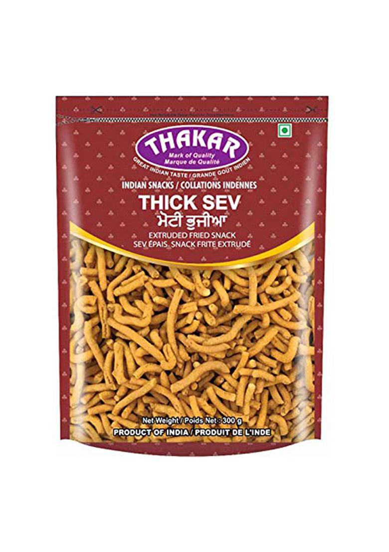 Thakar Special Khokha Thick Sev | Jadisev 1X300G Spicy Namkeen Stick Made With All Natural Ingredients Perfect Topping For Foods Sabji