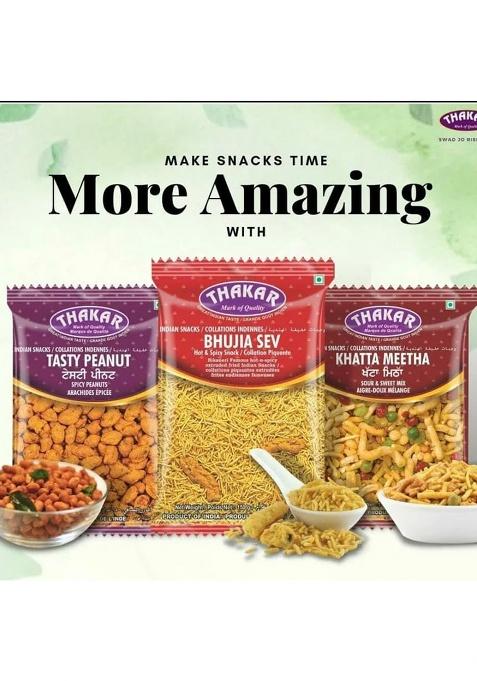 Thakar Special Khokha Thick Sev | Jadisev 1X300G Spicy Namkeen Stick Made With All Natural Ingredients Perfect Topping For Foods Sabji