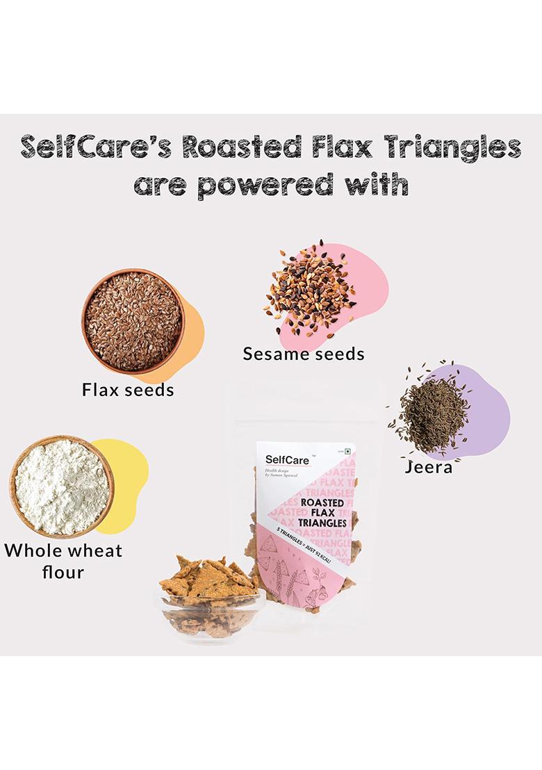 Selfcare By Suman Agarwal Roasted Flax Triangles Pack Of 1 125G | Healthy Fiber Rich & Non Fried Savoury