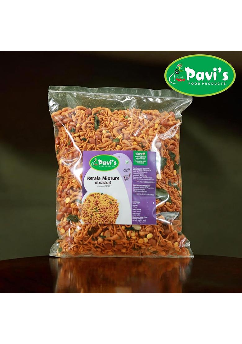 Pavi S Food Products Pavi'S Kerala Mixture, Authentic Spicy & Crunchy Snack, Perfect Tea-Time Delight With Natural Ingredients, No Artificial Flavors, 100% Fresh Hygienic (400 Grm, Spicy)