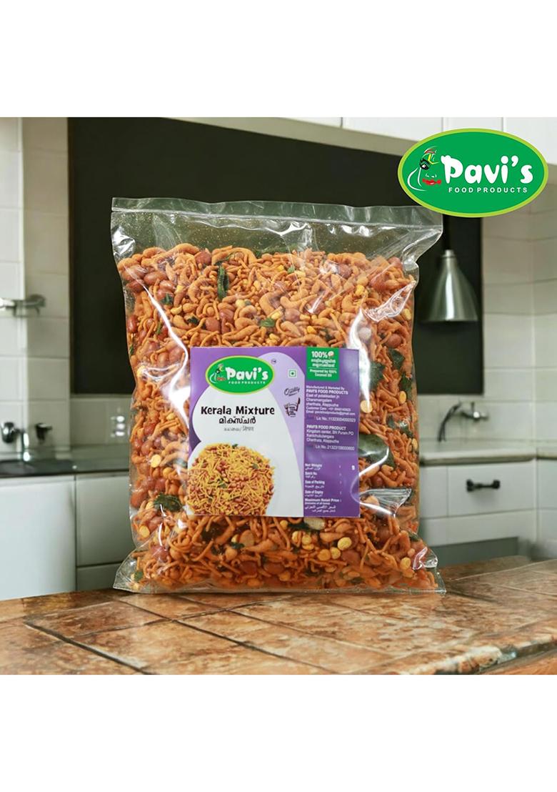 Pavi S Food Products Pavi'S Kerala Mixture, Authentic Spicy & Crunchy Snack, Perfect Tea-Time Delight With Natural Ingredients, No Artificial Flavors, 100% Fresh Hygienic (400 Grm, Spicy)
