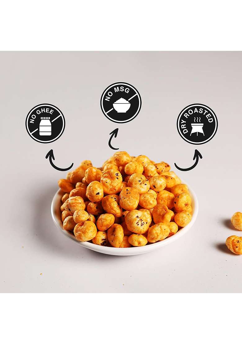 Jk Chaskaah Desi Chataka Makhana, 210G (Pack Of 3) (Foxnuts, Phool Makhana)| Gluten Free| Dry Roasted| Msg Low Cholestrol| Rich In Calcium - Indya
