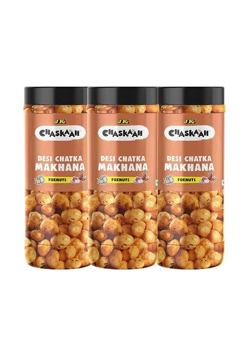 Jk Chaskaah Desi Chataka Makhana, 210G (Pack Of 3) (Foxnuts, Phool Makhana)| Gluten Free| Dry Roasted| Msg Low Cholestrol| Rich In Calcium