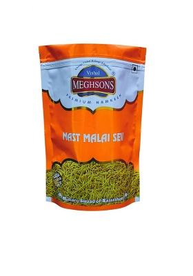Meghsons Mast Malai Sev, 400G Authentic Indian Namkeen Snack, Poha Sev
