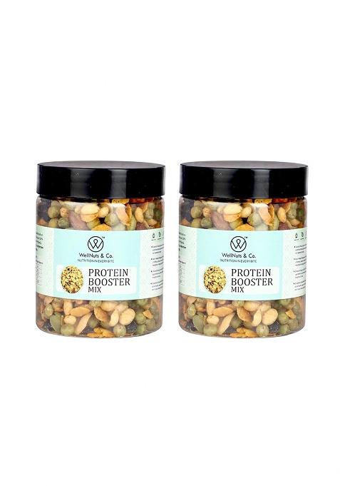 Wellnuts & Co. Protein Booster Mix | Healthy Nut Seed Trail High Protein, Gluten-Free Snack Energy-Rich Roasted For Gym, Office Travel 200G Pack Of 2