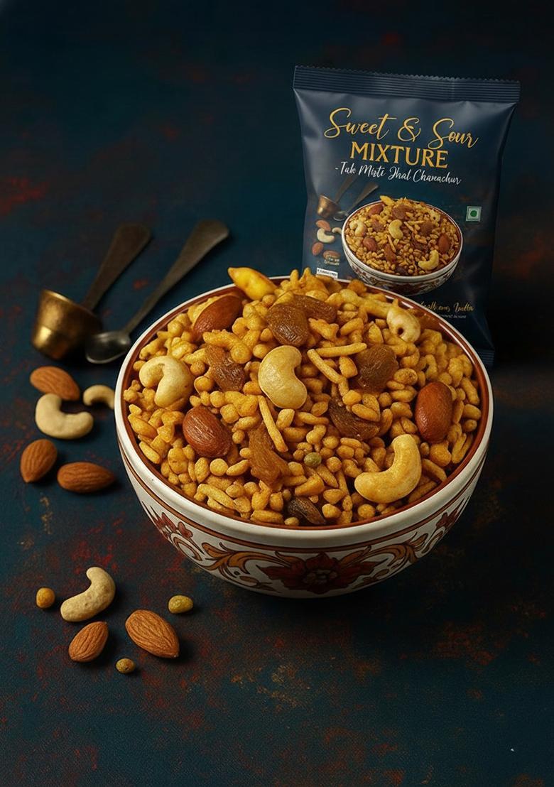 Banglarmisti Khatta Mitha Namkeen | Tak Mishty Jhal Chanachur, Tasty, Delicious Mouthwatering, Crunchy Sweet & Sour, Tea Time Snacks, Very Light Spicy, Deliver Directly From Kolkata, 200G Pack