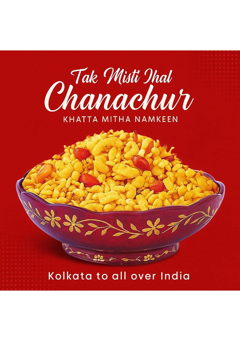 Banglarmisti Khatta Mitha Namkeen | Tak Mishty Jhal Chanachur, Tasty, Delicious Mouthwatering, Crunchy Sweet & Sour, Tea Time Snacks, Very Light Spicy, Deliver Directly From Kolkata, 200G Pack