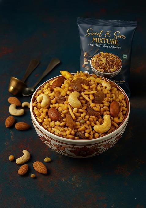 Banglarmisti Khatta Mitha Namkeen | Tak Mishty Jhal Chanachur, Tasty, Delicious Mouthwatering, Crunchy Sweet & Sour, Tea Time Snacks, Very Light Spicy, Deliver Directly From Kolkata, 200G Pack