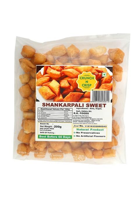 Crunch N Crisp Crisp,Health For Yourr Traditional Snacks Crispy And Crunchy Shankarpali Sweet 200 Grams (Pack Of 1)