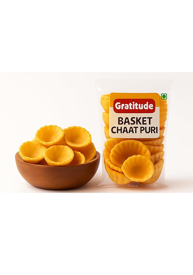 Gratitude Basket Chaat Puri | Crispy Mini Puris For Bhel & Fssai Certified 100% Vegetarian 200G Pack Authentic Indian Street Food Snack