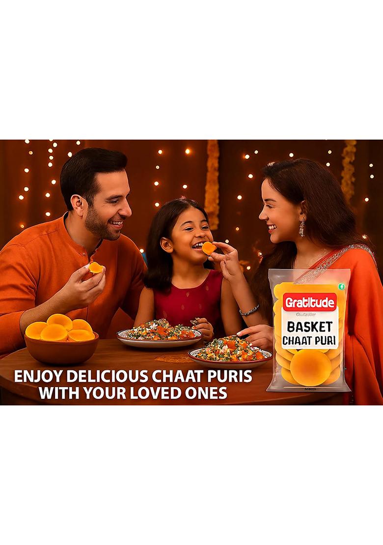 Gratitude Basket Chaat Puri | Crispy Mini Puris For Bhel & Fssai Certified 100% Vegetarian 200G Pack Authentic Indian Street Food Snack