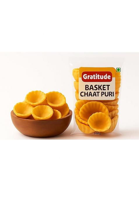 Gratitude Basket Chaat Puri | Crispy Mini Puris For Bhel & Fssai Certified 100% Vegetarian 200G Pack Authentic Indian Street Food Snack