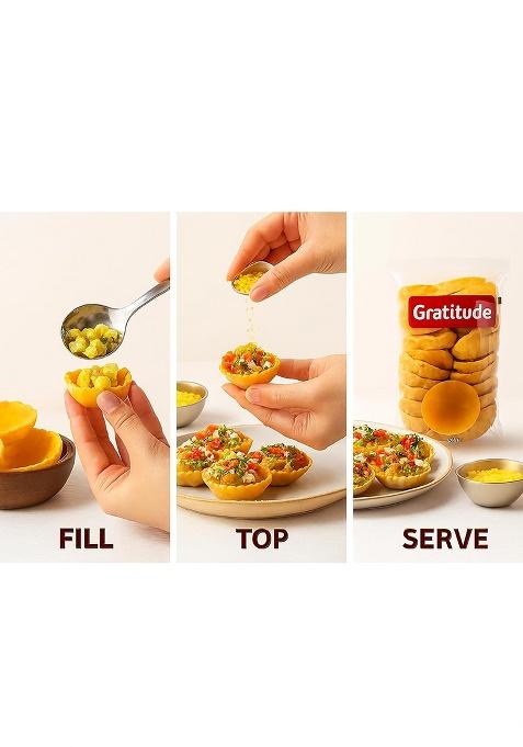 Gratitude Basket Chaat Puri | Crispy Mini Puris For Bhel & Fssai Certified 100% Vegetarian 200G Pack Authentic Indian Street Food Snack