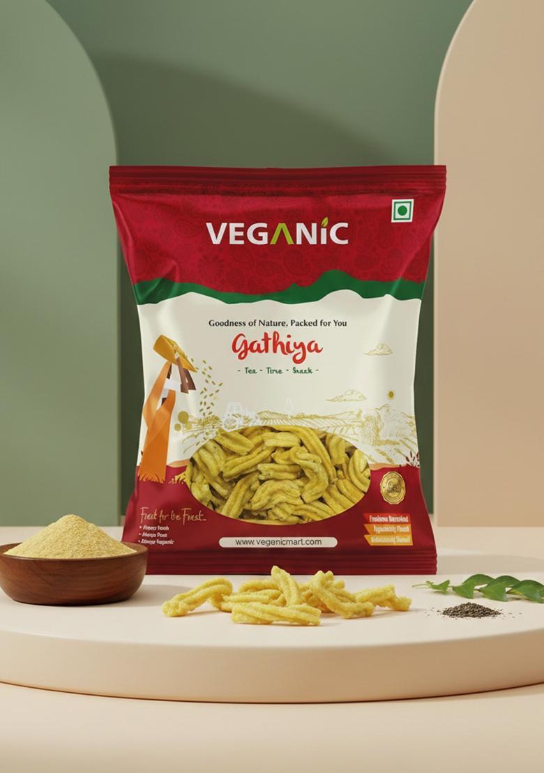 Veganic Premium Soft Gathiya (Ganthiya) Namkeen Snacks | Besan Gathiyaa Tea Time (400G)