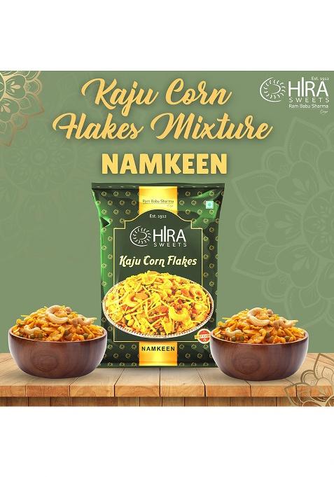Hira Sweets Kaju Corn Flakes Namkeen Mixture (400 G) | Authentic Indian Snack Healthy Snacks Crispy & Crunchy Traditional