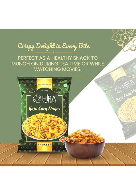 Hira Sweets Kaju Corn Flakes Namkeen Mixture (400 G) | Authentic Indian Snack Healthy Snacks Crispy & Crunchy Traditional