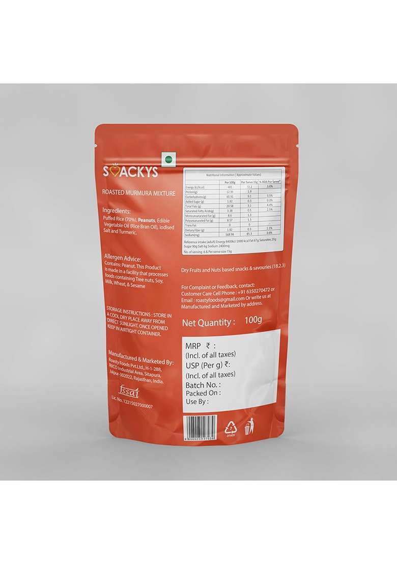 Smackys Roasted Murmura Mixture 100G - Indya