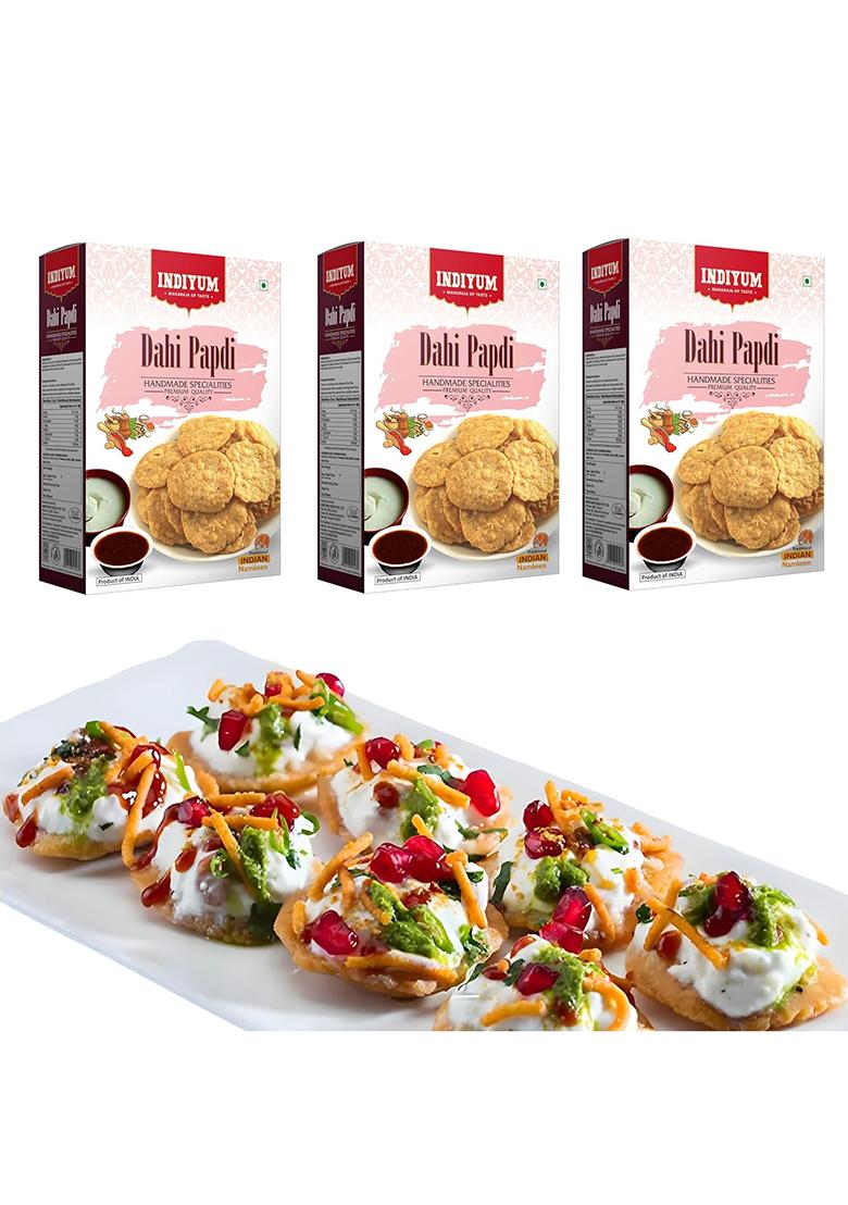 Indiyum Dahi Papdi Chaat | No Maida Traditional Indian Snacks 750G (250G X 3)