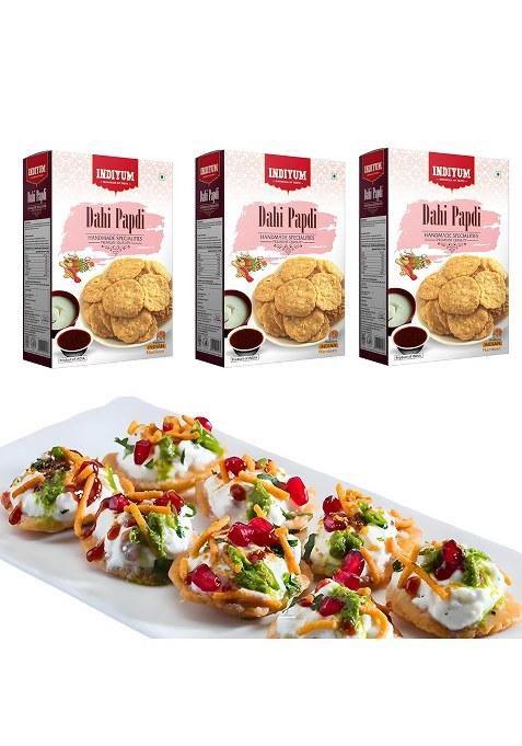 Indiyum Dahi Papdi Chaat | No Maida Traditional Indian Snacks 750G (250G X 3)