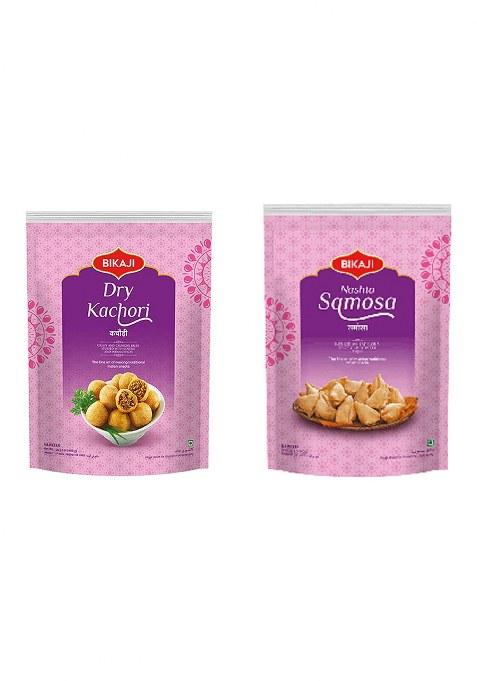 Pink Delight Bikaji Namkeen Combo | Indian Snacks Dry Fruit Kachori Mini Samosa 400 Gm Each Pack Of 2 800