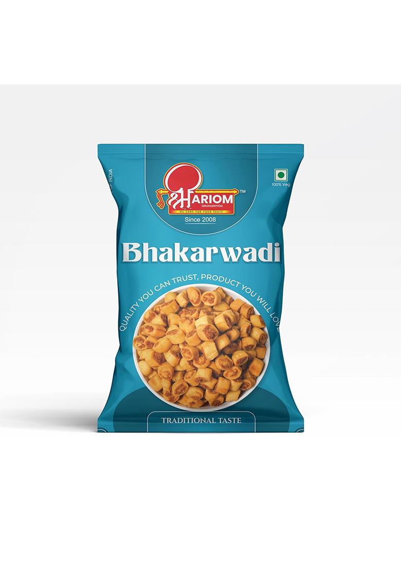 Shree Hariom Gruhudhyog Special Crunchy Masala Bhakarwadi |Bhakarwadi Crispy Mini Rolls |Fresh & Tea Time Namkeen | Savory Snack 475 Grams