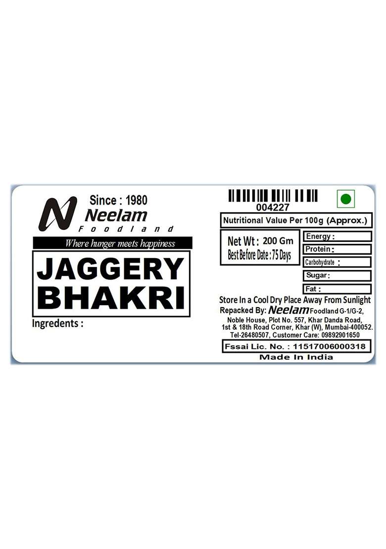 Neelam Foodland | Roasted Jaggery Bhakhri 400Gm - Indya