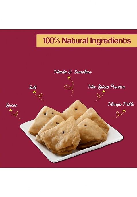 Thakar Puffed Tikoni Matthi 300G | Triangle Flaky Puff Tea Time Snack Crispy Namkeen Indian Festive Hygienic Pack.