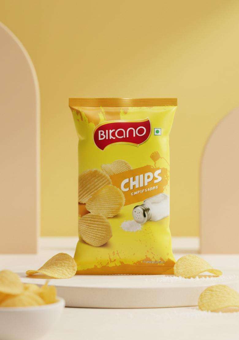 Bikano Chips Simply Salted 75G (Pack Of 8) | Classic Lightly Potato Crunchy Ready-To-Eat Snack For All Ages - Indya