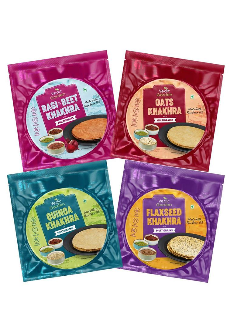 Vedic Garden Multigrain Khakhra Healthy Snacks Namkeen Combo | 4 In 1 Pack