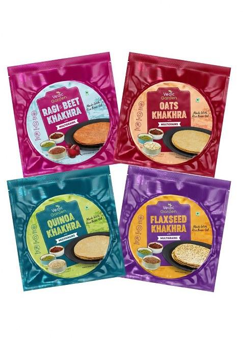 Vedic Garden Multigrain Khakhra Healthy Snacks Namkeen Combo | 4 In 1 Pack