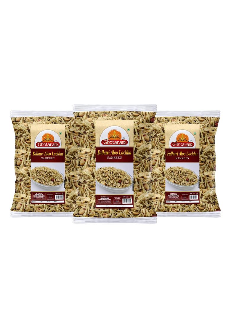 Ghotaram Gfp Ekadashi Vrat Upwas Fast Namkeen Snack Falahari Mixture/Falahari Aloo Lachha/Falahari Aaloo Lachha Mungfali Mix Meetha Chivda/Falahari Potato Namkeen/Specialy Eat In Fasting-250 * 3Pack