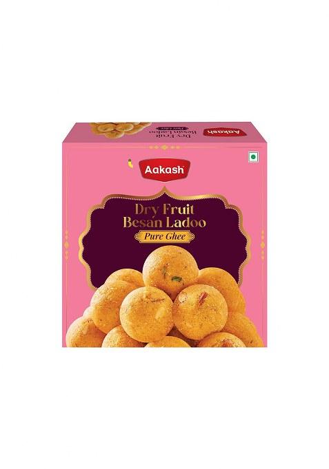 Aakash Namkeen Dry Fruit Besan Ladoo | 800 Gm (Pack Of 2), 400 Each Made With Pure Desi Ghee Chickpea Flour Authentic Traditional Indian Sweets