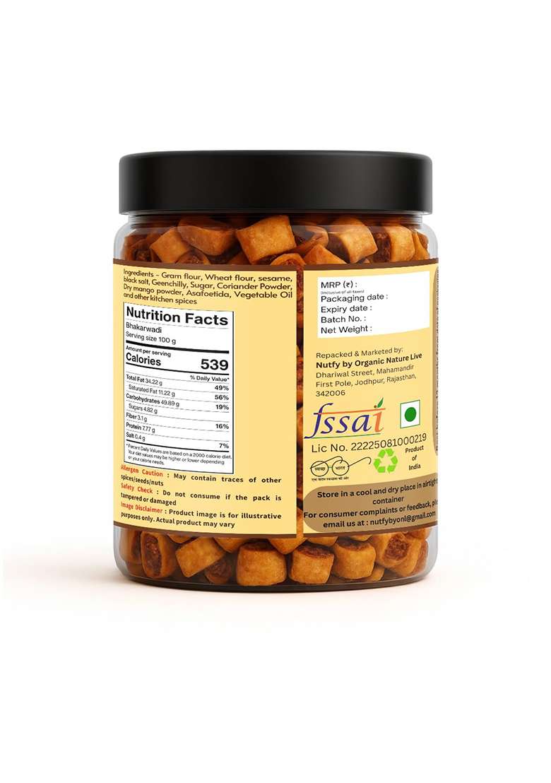 Organic Nature Live Crispy Bhakarwadi Authentic Maharashtrian Snack, Spicy Crunchy Roll, Perfect Tea-Time Namkeen 500G - Indya