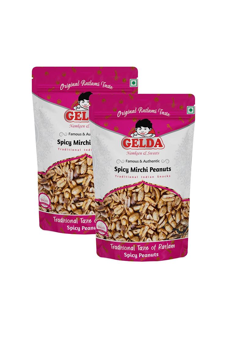 Gelda 500Gm Famous Ratlami Snacks| Healthy Namkeen Snack| A Real Taste Of Ratlam | No Preservatives & Artificial Flavors (Spicy Mirchi Peanuts)