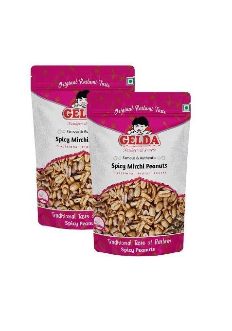 Gelda 500Gm Famous Ratlami Snacks| Healthy Namkeen Snack| A Real Taste Of Ratlam | No Preservatives & Artificial Flavors (Spicy Mirchi Peanuts)
